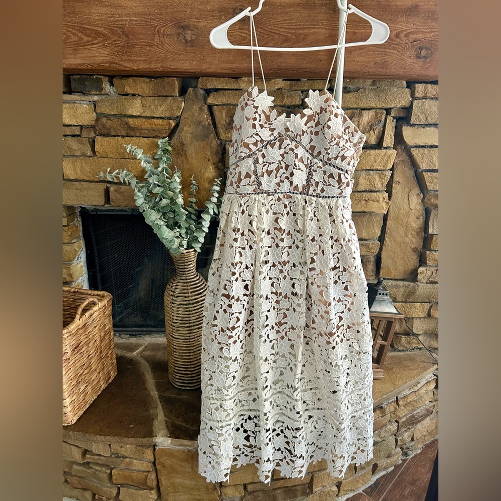 White laced midi dress